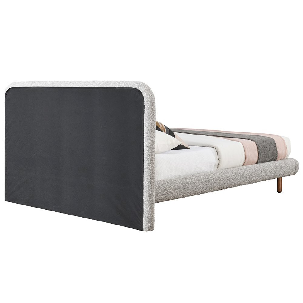 Cleo Queen Bed Gray Boucle. Picture 5
