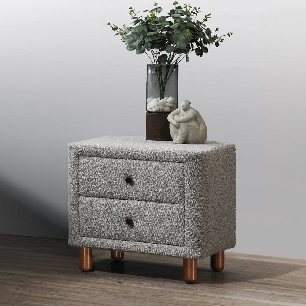 Cleo Nightstand Gray Boucle. Picture 1