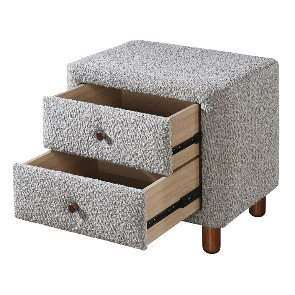 Cleo Nightstand Gray Boucle. Picture 4