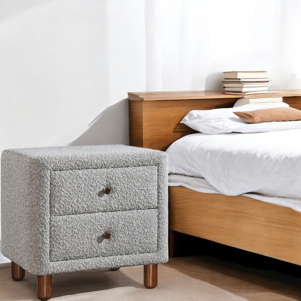 Cleo Nightstand Gray Boucle. Picture 7
