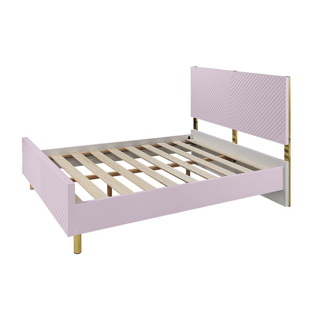 Gaines Full Bed Pink High Gloss. Picture 4