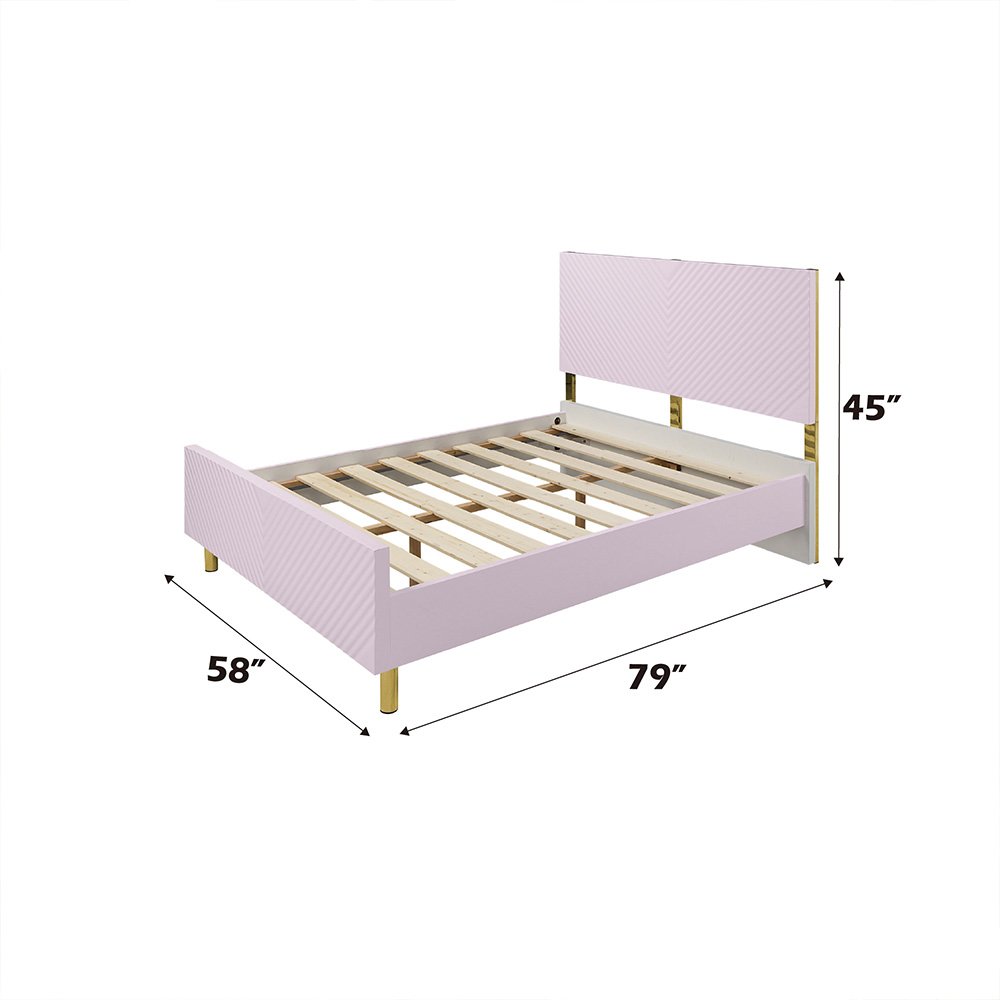 Gaines Full Bed Pink High Gloss. Picture 8