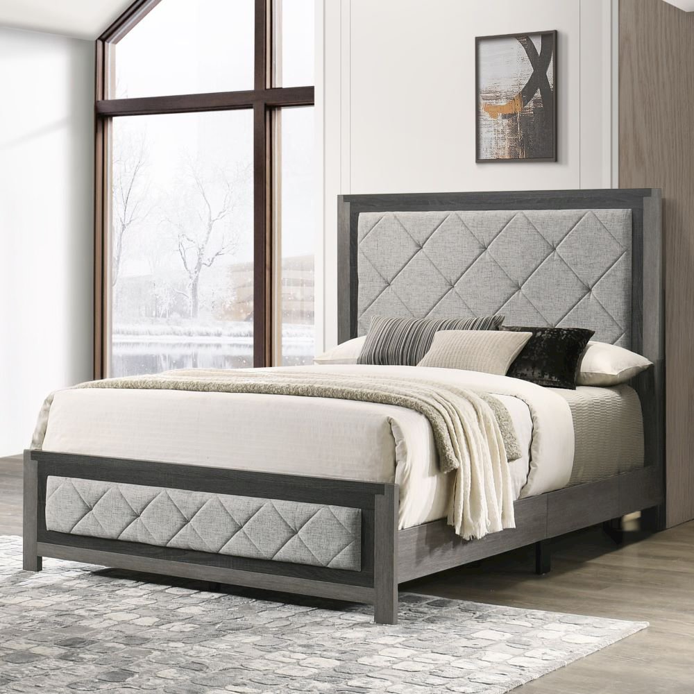 Jehoram Queen Bed Gray Linen & Gray. Picture 1