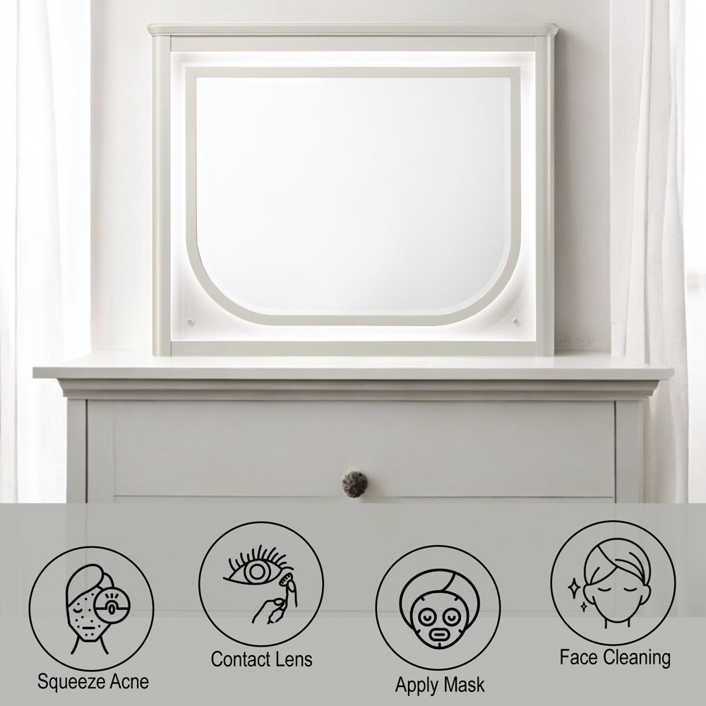Laveda Mirror w/LED Pearl White. Picture 6