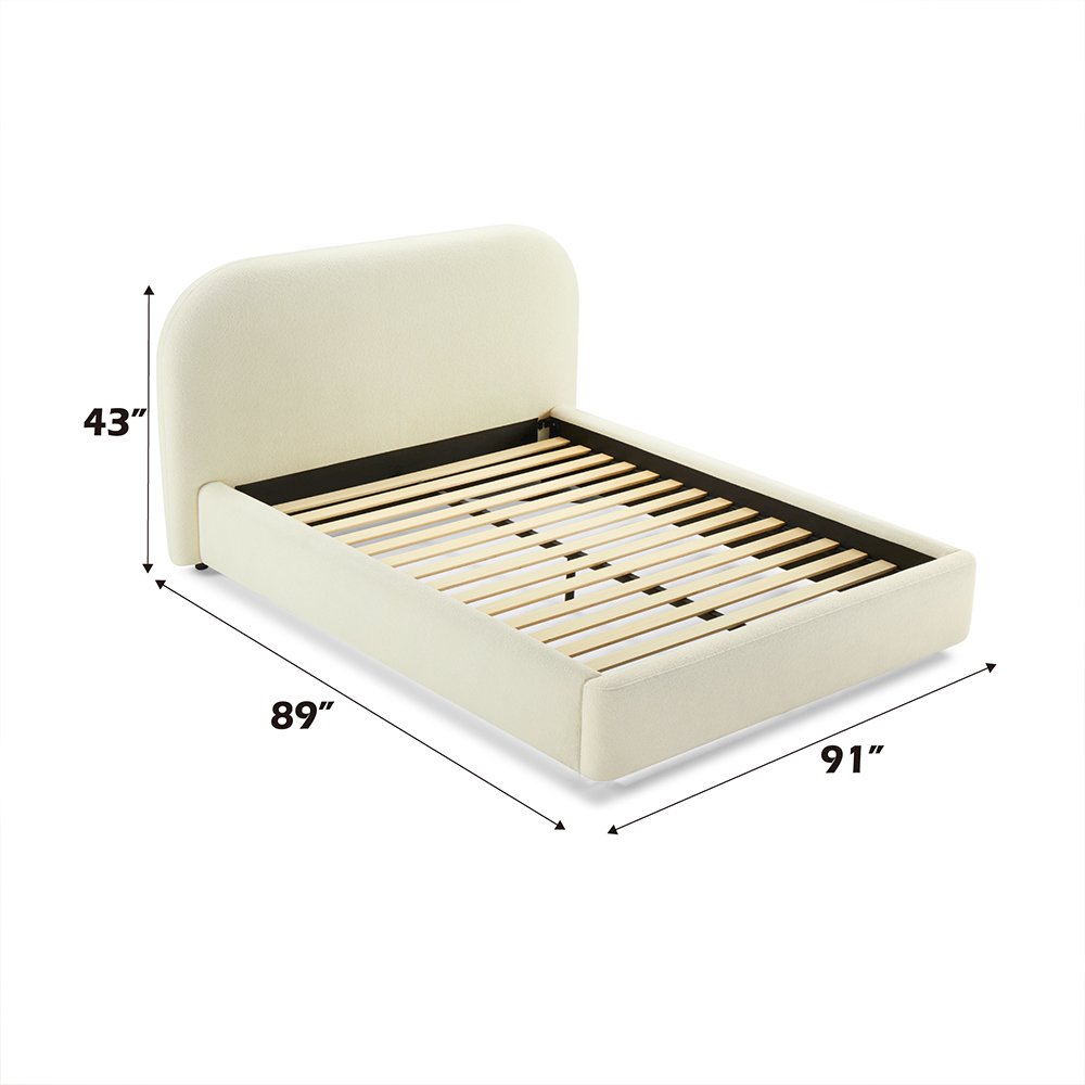 Arden Eastern King Bed Beige Chenille. Picture 6
