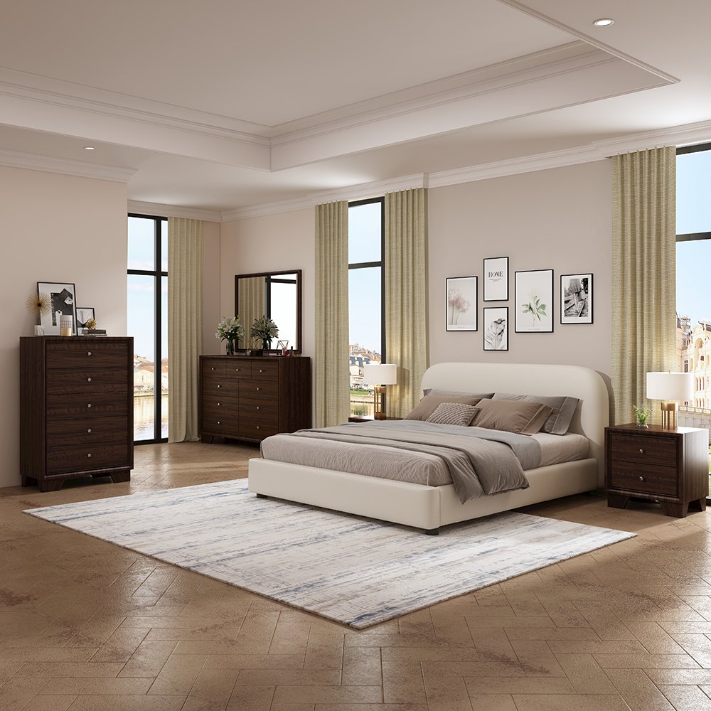 Arden Full Bed Beige Chenille. Picture 6