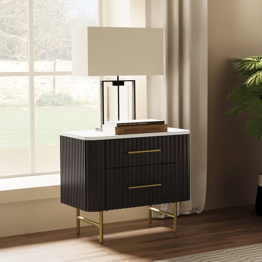 Clayten Nightstand w/Marble Top Engineering Marble Top & Espresso. Picture 1