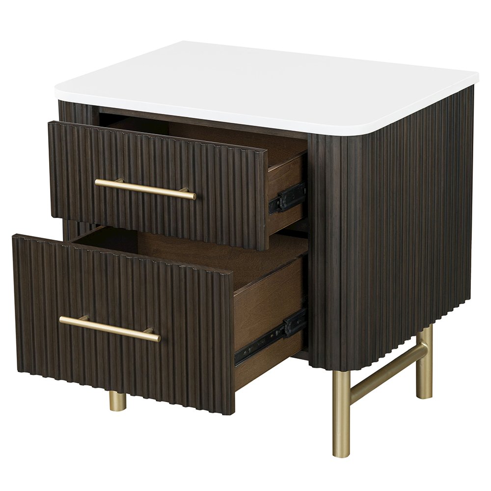 Clayten Nightstand w/Marble Top Engineering Marble Top & Espresso. Picture 7