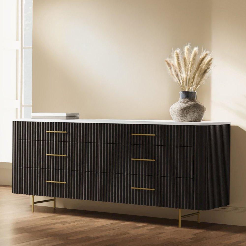 Clayten Dresser w/Marble Top Engineering Marble Top & Espresso. Picture 1