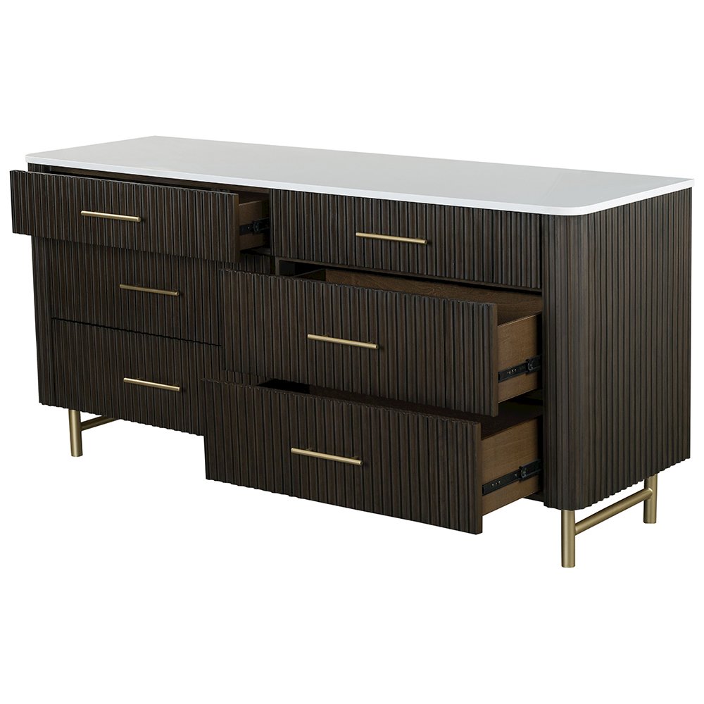 Clayten Dresser w/Marble Top Engineering Marble Top & Espresso. Picture 5