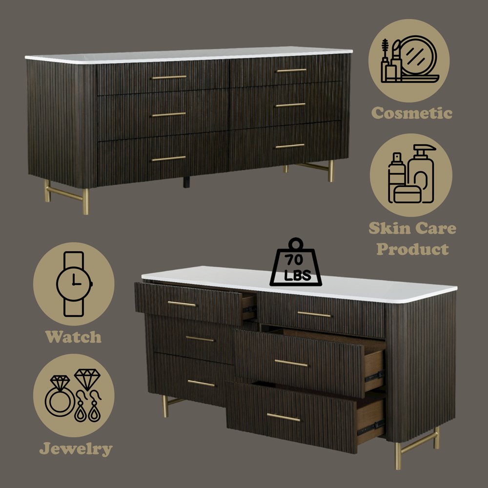 Clayten Dresser w/Marble Top Engineering Marble Top & Espresso. Picture 7