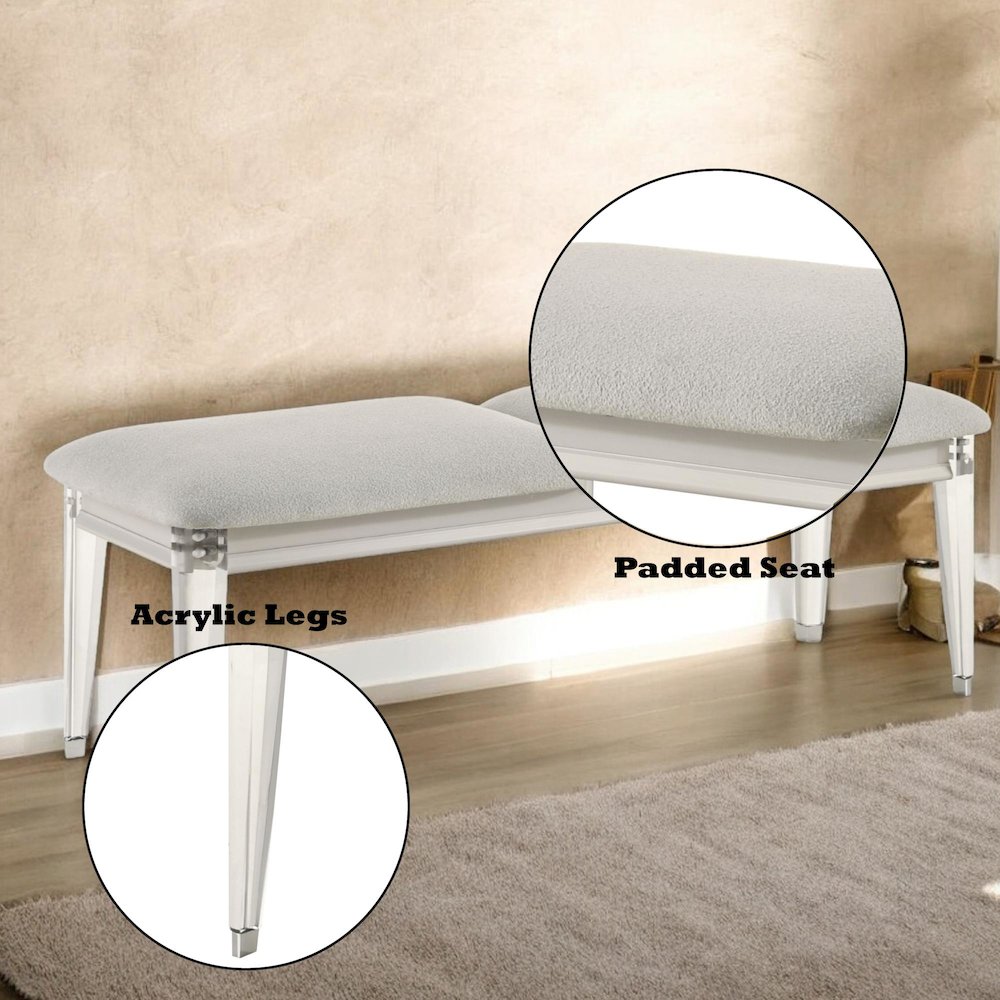 Laveda Bench Light Gray Boucle & Pearl White. Picture 3