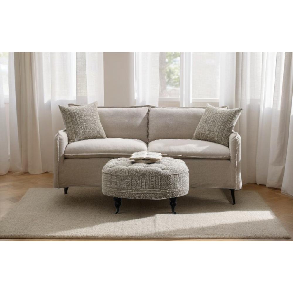 Upendo Sofa w/2 Pillows Beige Linen. Picture 7