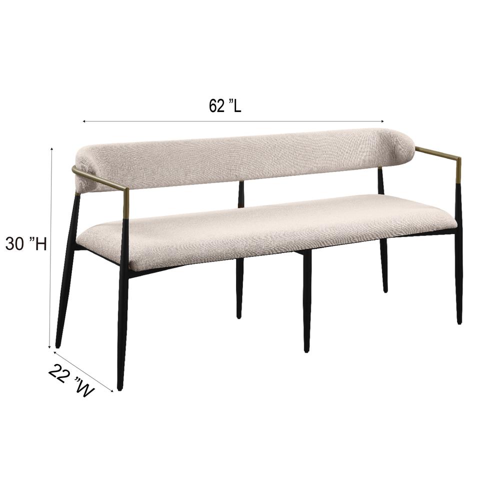 Jaramillo Bench, Beige Chenille & Black Finish. Picture 3