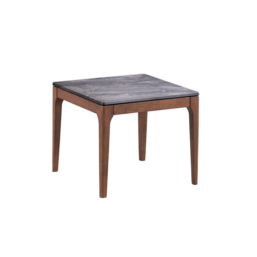 Bevis End Table, Engineered Stone & Walnut Finish. Picture 1