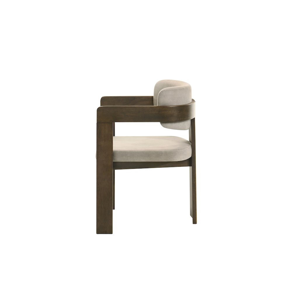 Destin Arm Chair Light Gray Polished Microfiber & Walnut. Picture 3