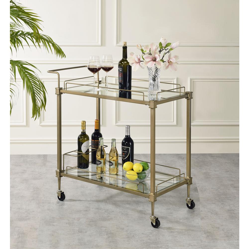 Aditya Serving Cart Mirror & Antique Brass. Picture 3