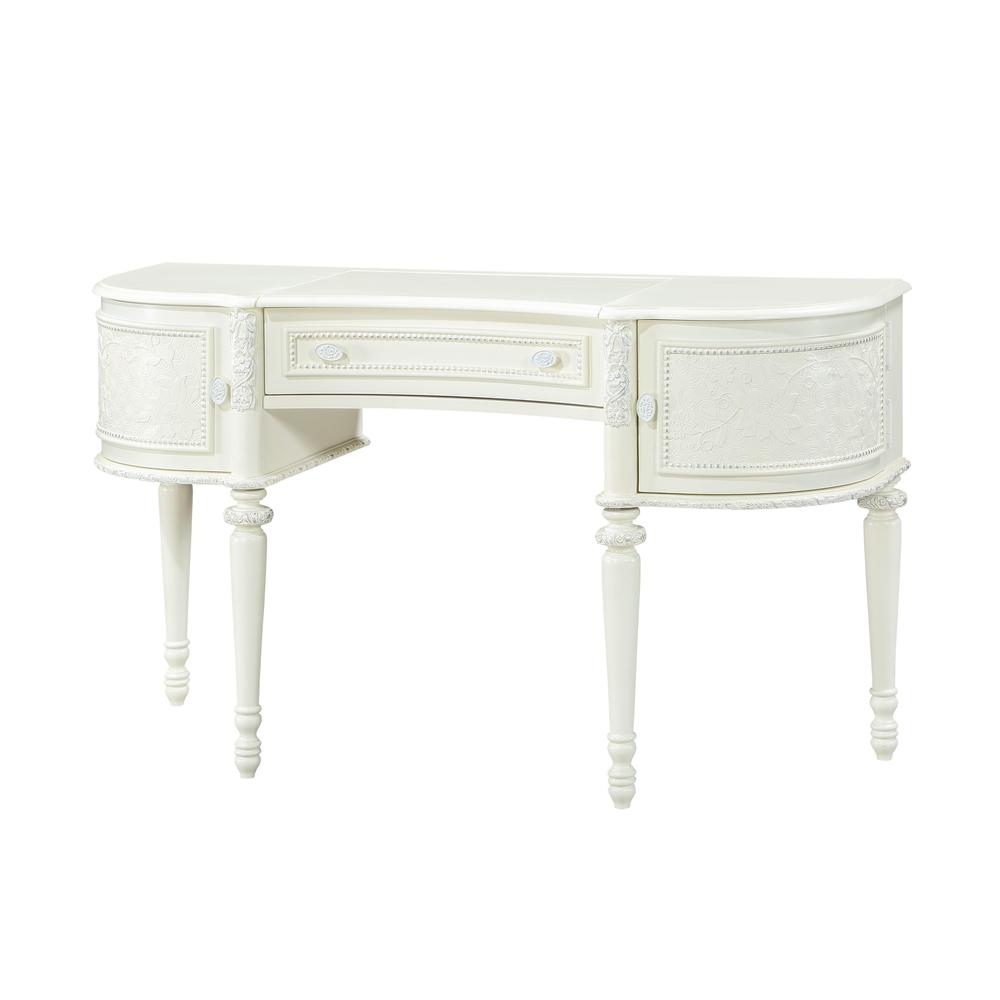 Dorothy Vanity Desk w/Mirror, Ivory Finish. Picture 1
