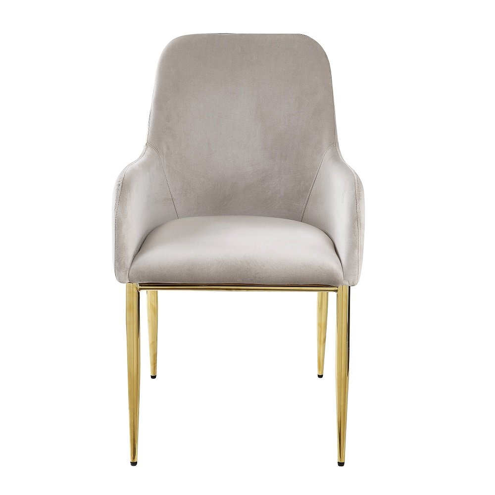 Barnard Side Chair (Set-2) Gray Velvet & Mirrored Gold. Picture 3