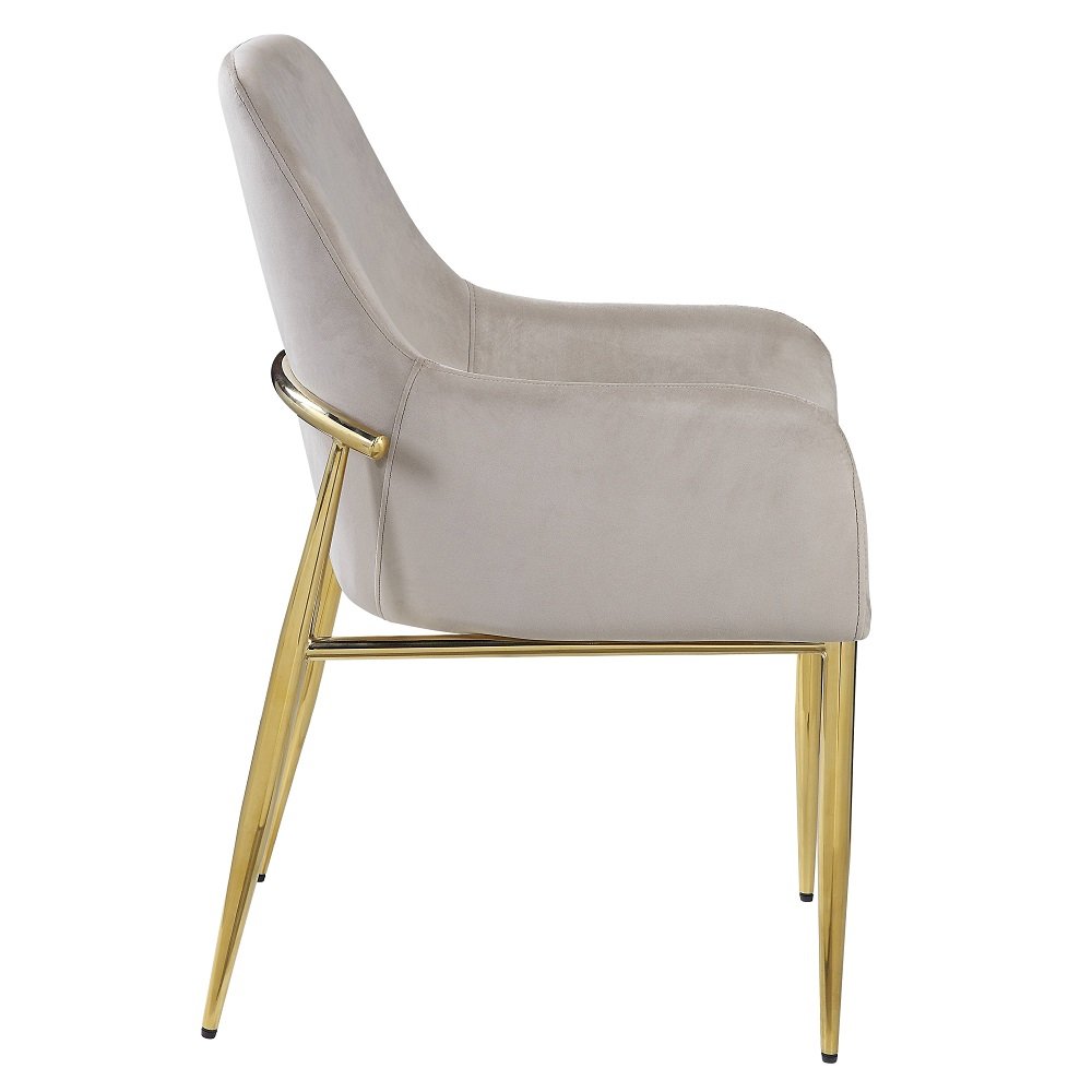 Barnard Side Chair (Set-2) Gray Velvet & Mirrored Gold. Picture 4