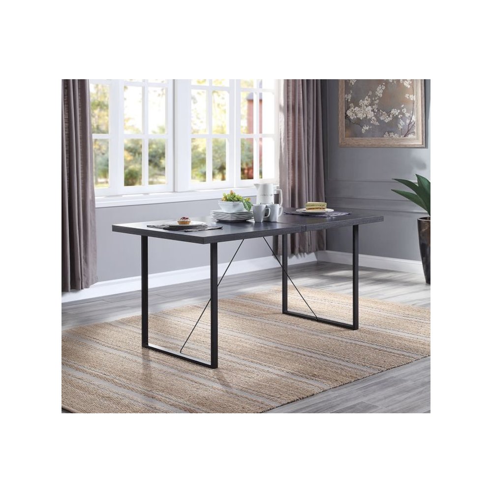 Nakula Dining Table Gray Oak & Black. Picture 1