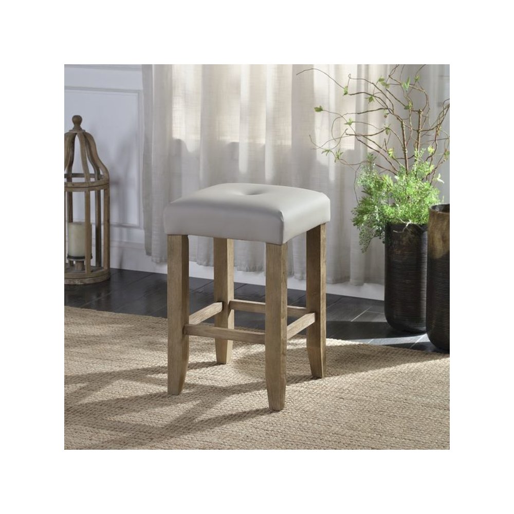 Charnell Counter Height Stool (Set-2) Gary Synthetic Leather & Oak. Picture 1