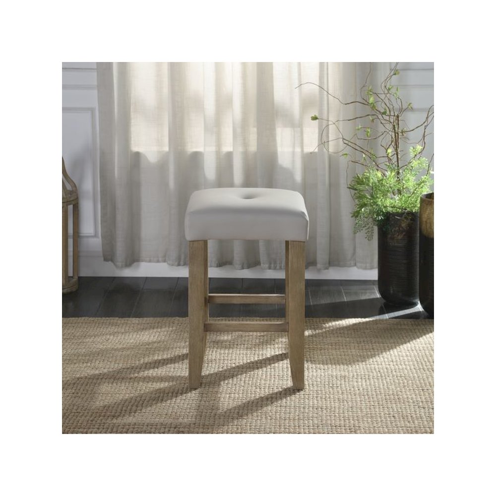 Charnell Counter Height Stool (Set-2) Gary Synthetic Leather & Oak. Picture 2