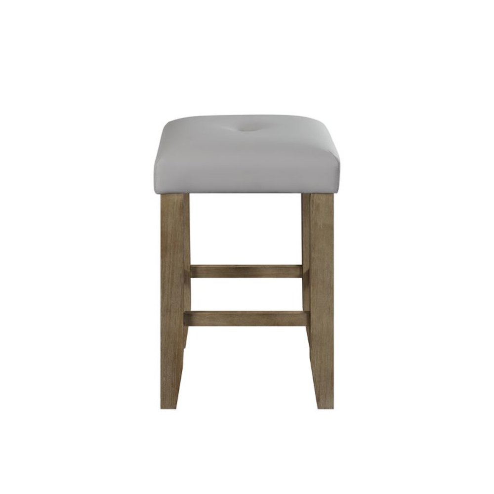 Charnell Counter Height Stool (Set-2) Gary Synthetic Leather & Oak. Picture 4