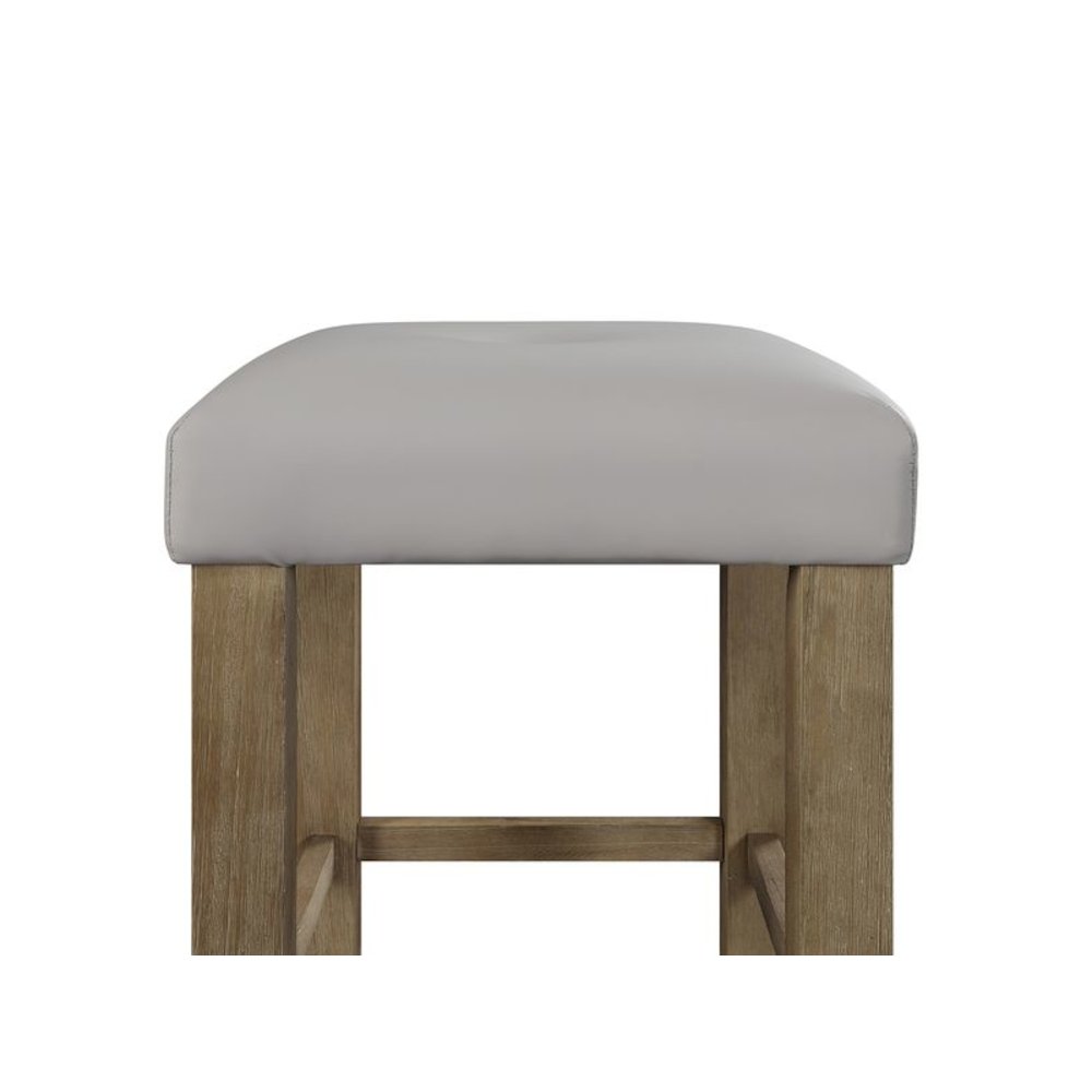 Charnell Counter Height Stool (Set-2) Gary Synthetic Leather & Oak. Picture 5