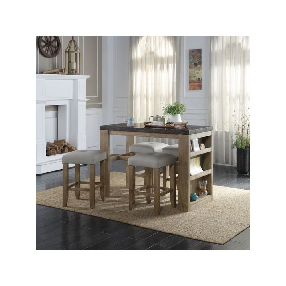 Charnell Counter Height Stool (Set-2) Gary Synthetic Leather & Oak. Picture 6