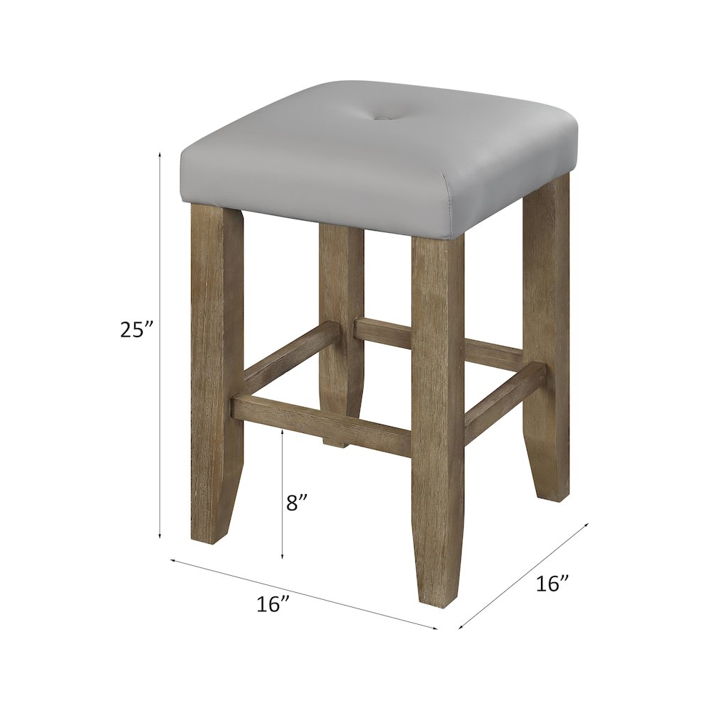Charnell Counter Height Stool (Set-2) Gary Synthetic Leather & Oak. Picture 7