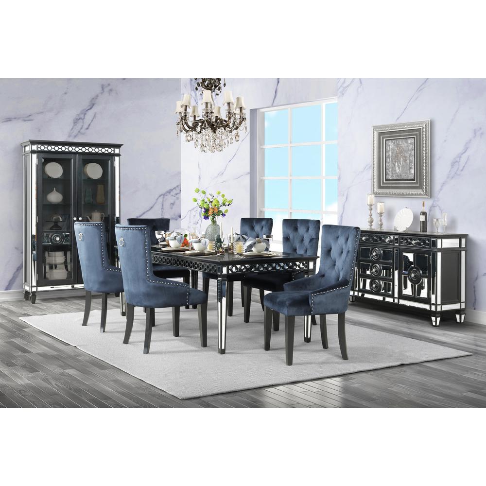 ACME Varian II Side Chair (1 Pc), Black Velvet & Black Finish. Picture 1