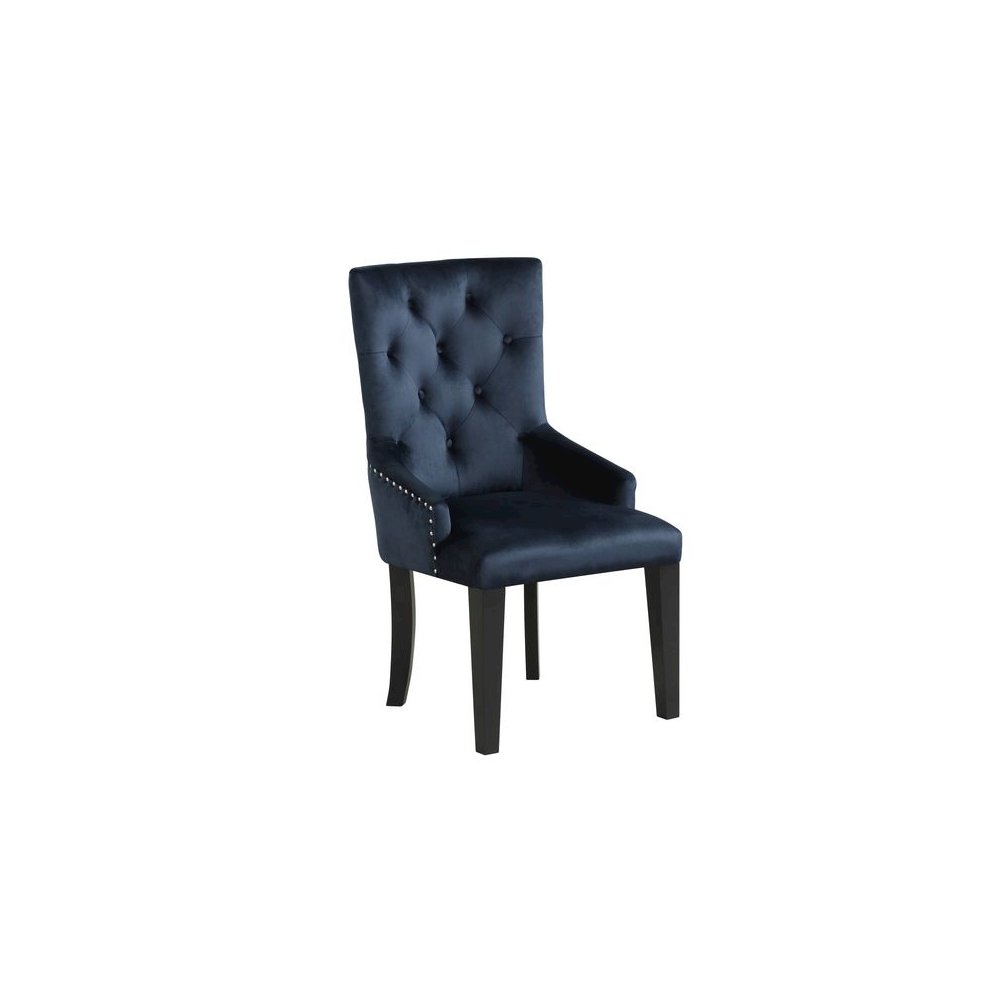 Varian II Side Chair Dark Navy Velvet & Black. Picture 1