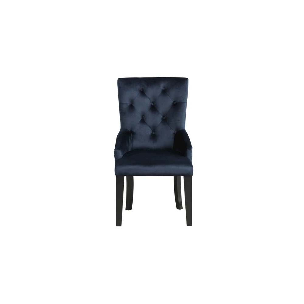 Varian II Side Chair Dark Navy Velvet & Black. Picture 4
