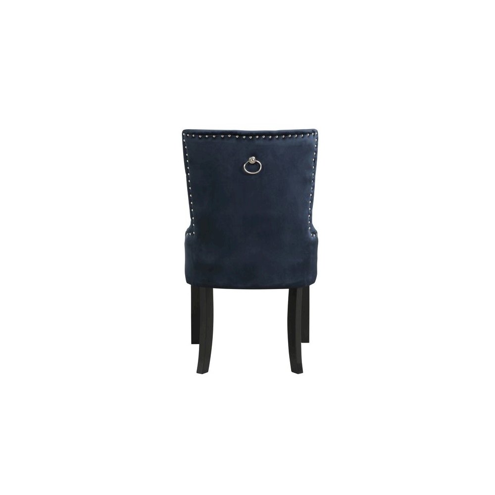 Varian II Side Chair Dark Navy Velvet & Black. Picture 2