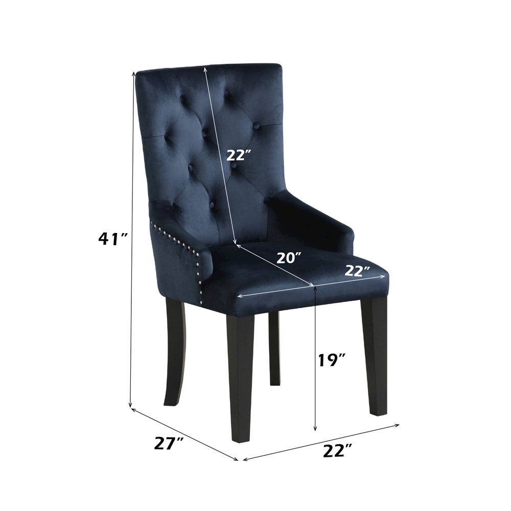 Varian II Side Chair Dark Navy Velvet & Black. Picture 6