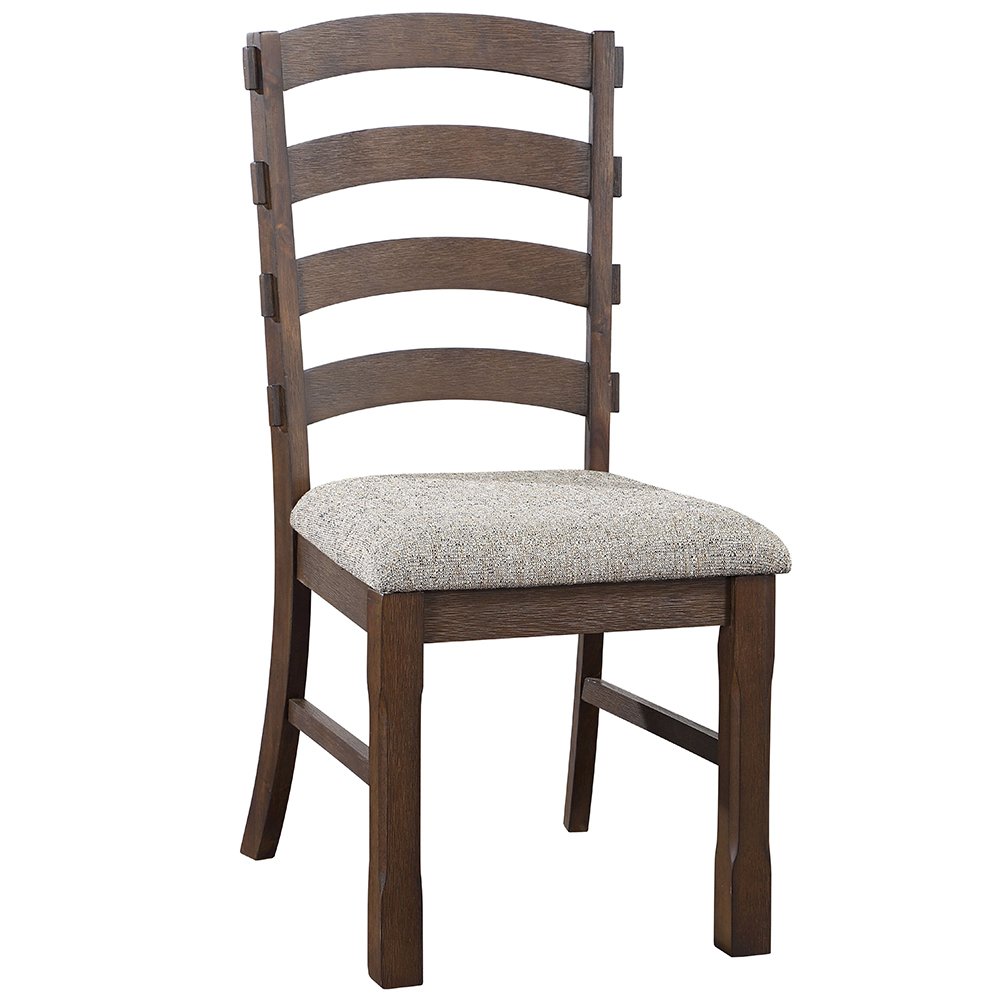 Pascaline Side Chair (Set-2) Gray Fabric, Rustic Brown & Oak. Picture 2