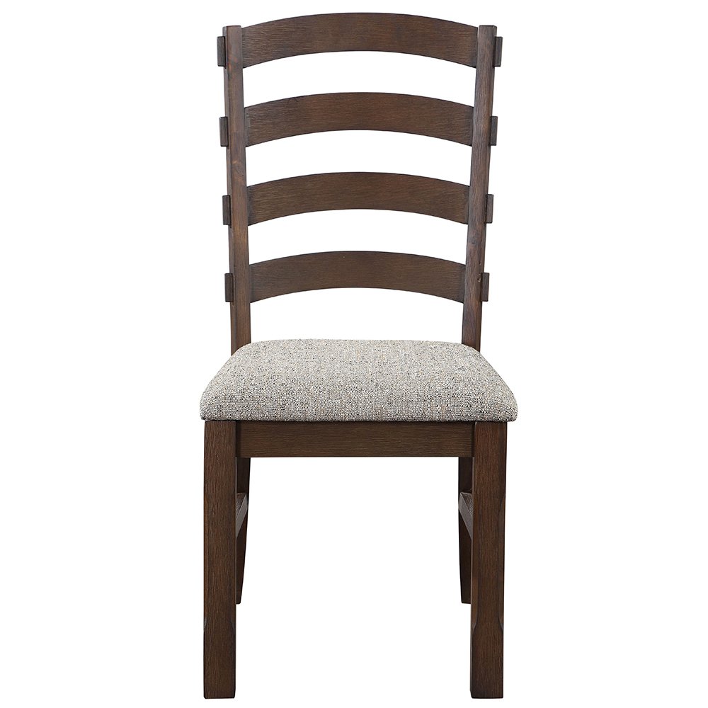 Pascaline Side Chair (Set-2) Gray Fabric, Rustic Brown & Oak. Picture 3
