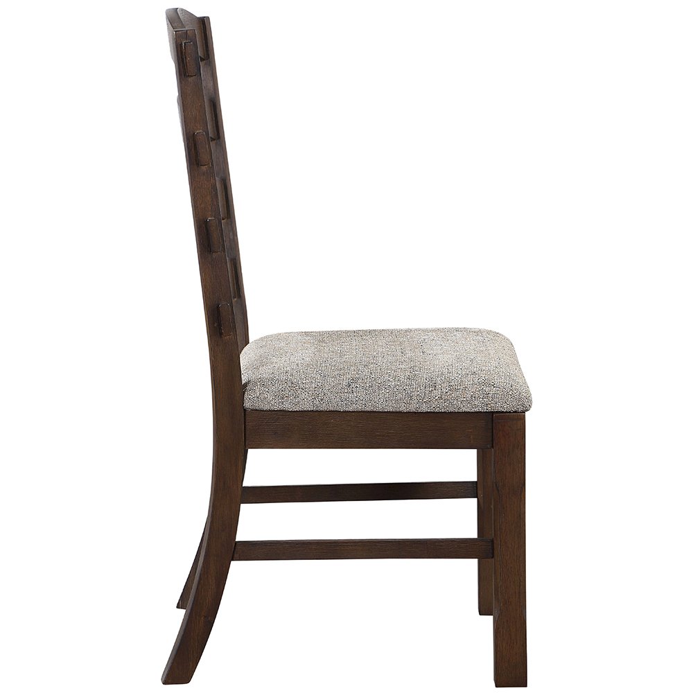 Pascaline Side Chair (Set-2) Gray Fabric, Rustic Brown & Oak. Picture 4