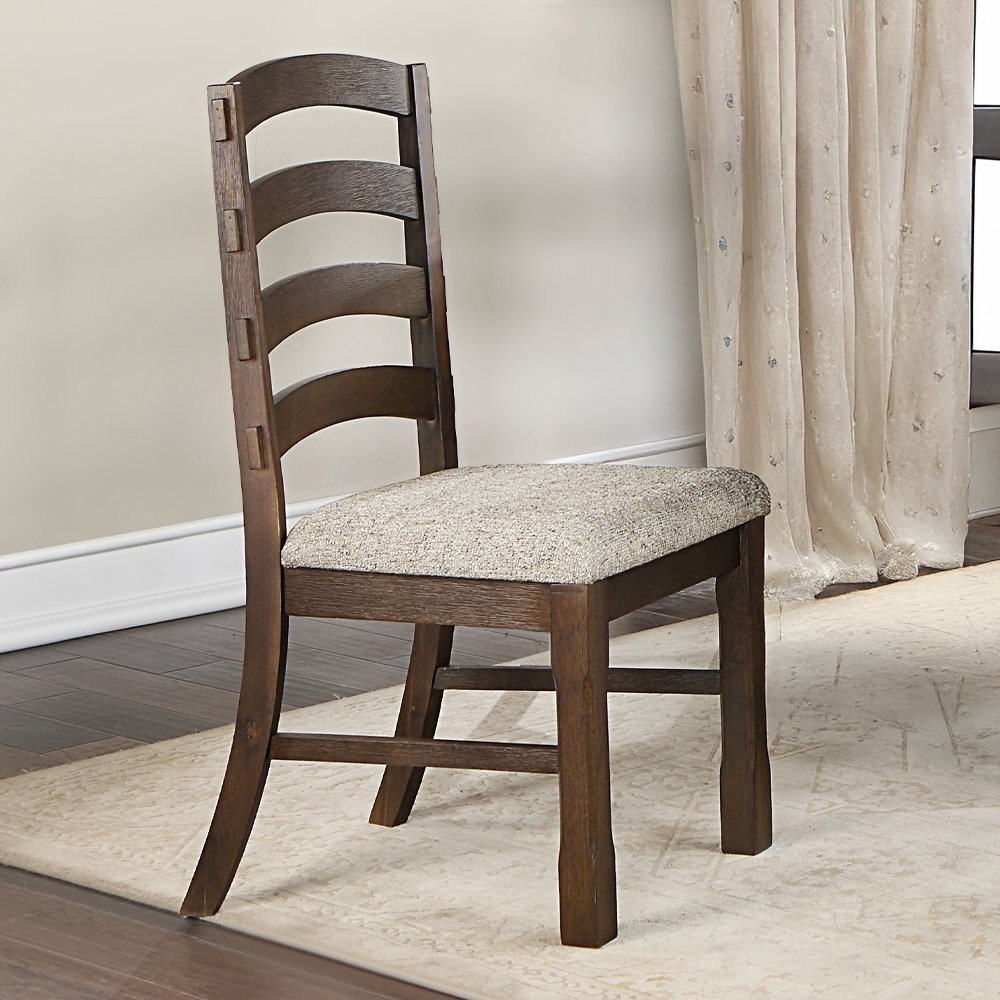 Pascaline Side Chair (Set-2) Gray Fabric, Rustic Brown & Oak. Picture 1