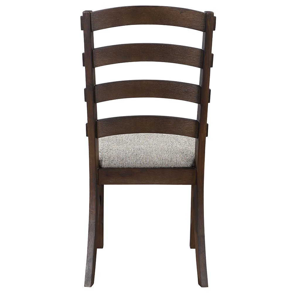 Pascaline Side Chair (Set-2) Gray Fabric, Rustic Brown & Oak. Picture 5