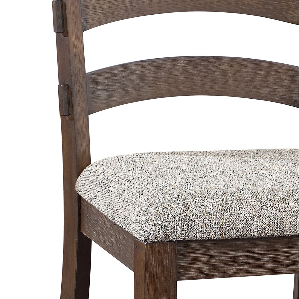 Pascaline Side Chair (Set-2) Gray Fabric, Rustic Brown & Oak. Picture 7
