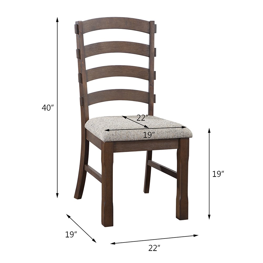 Pascaline Side Chair (Set-2) Gray Fabric, Rustic Brown & Oak. Picture 8