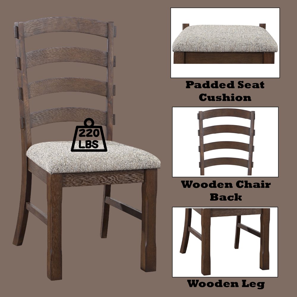 Pascaline Side Chair (Set-2) Gray Fabric, Rustic Brown & Oak. Picture 10