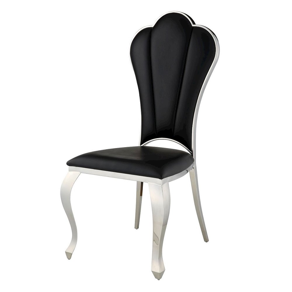 Cyrene Side Chair (Set-2) Black Synthetic Leather. Picture 2