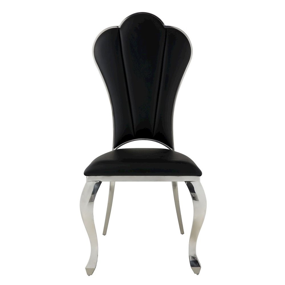 Cyrene Side Chair (Set-2) Black Synthetic Leather. Picture 3