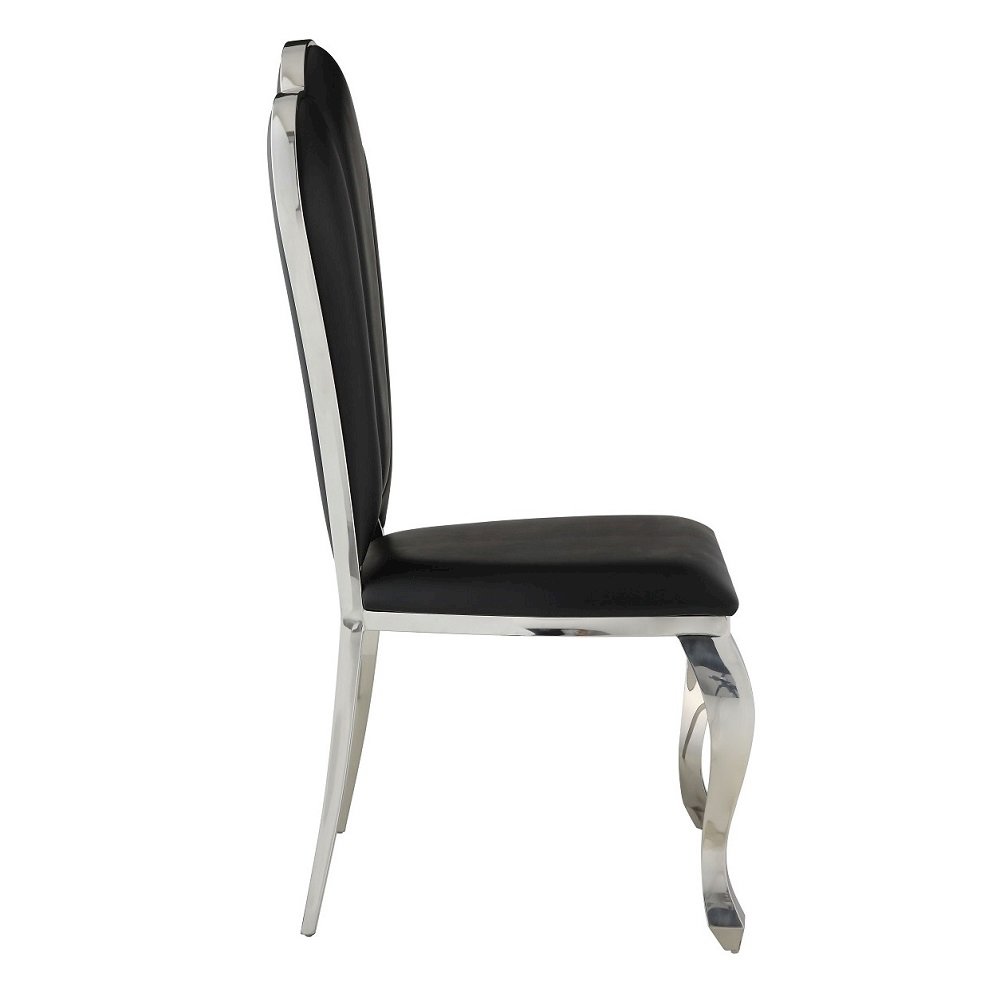 Cyrene Side Chair (Set-2) Black Synthetic Leather. Picture 4