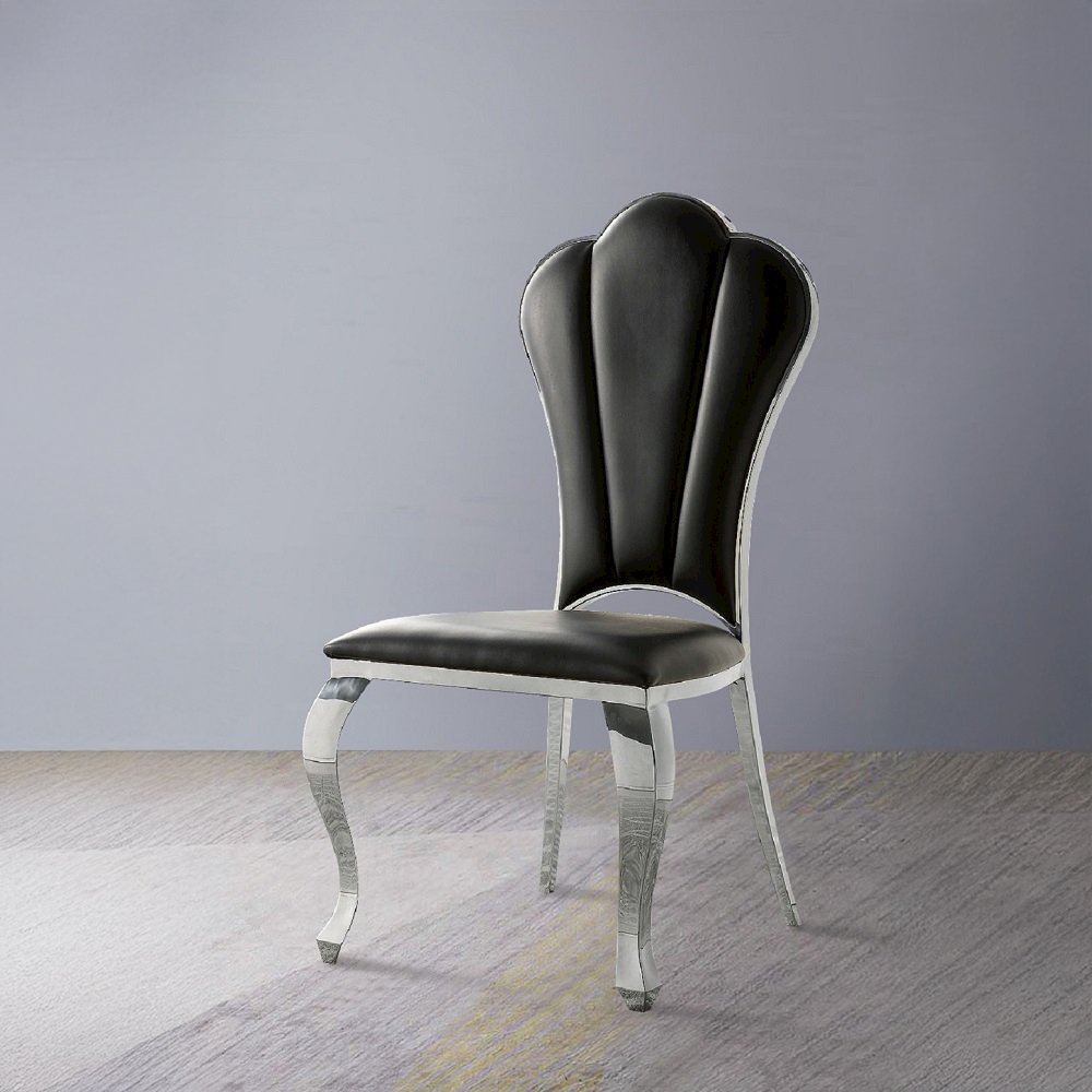 Cyrene Side Chair (Set-2) Black Synthetic Leather. Picture 7