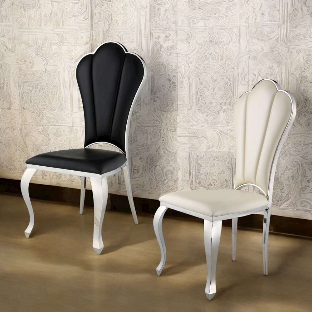 Cyrene Side Chair (Set-2) Black Synthetic Leather. Picture 8