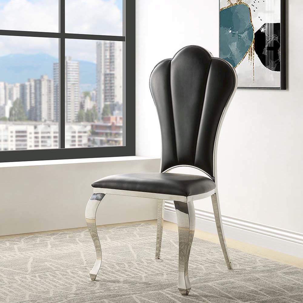 Cyrene Side Chair (Set-2) Black Synthetic Leather. Picture 1
